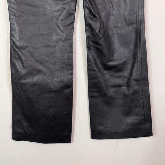 Alexander Wang Black Leather Bootcut Pants Back Patch Size 2 Minimalist NWT - Picture 9 of 12